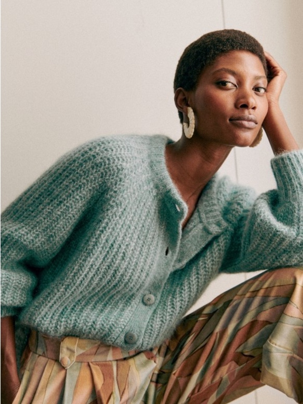 Sezane Emile Cardigan in Sea Mist